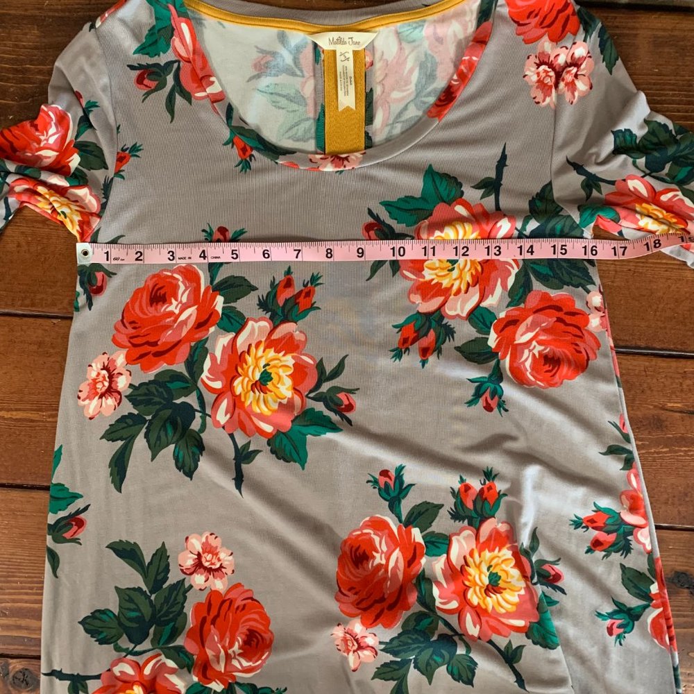 Matilda Jane Say I'm a Dreamer Gray Small Floral Long Sleeve Women's Dress EUC - Picture 11 of 14